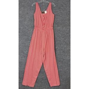 Vintage Blue Womens Ditsy Floral Jumpsuit Sz L Rayon Bohemian Festival Wide Leg